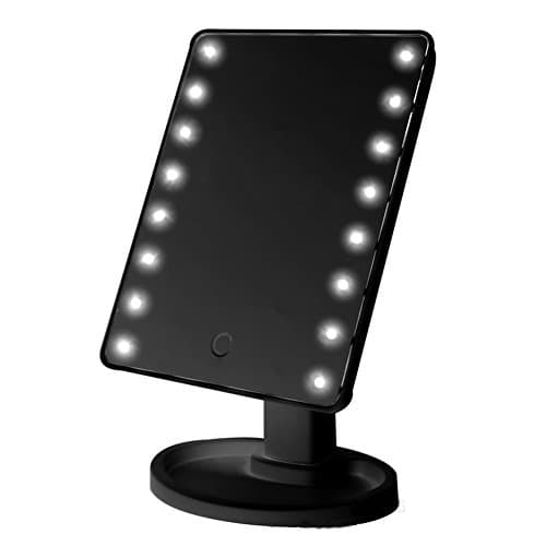Thosdt 16 LED Smart Touch Screen Portable Tabletop Lighted Cosmetic Vanity Makeup Mirror (Black)