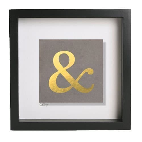 Personalised Gold Silver Copper Leaf Initial/Capital '&' 3D Picture Black/White Box Frame. ALL Letters Avail. Great Gift Idea for Christmas,for Her, Him, Kids, Baby, Weddings & Birthdays