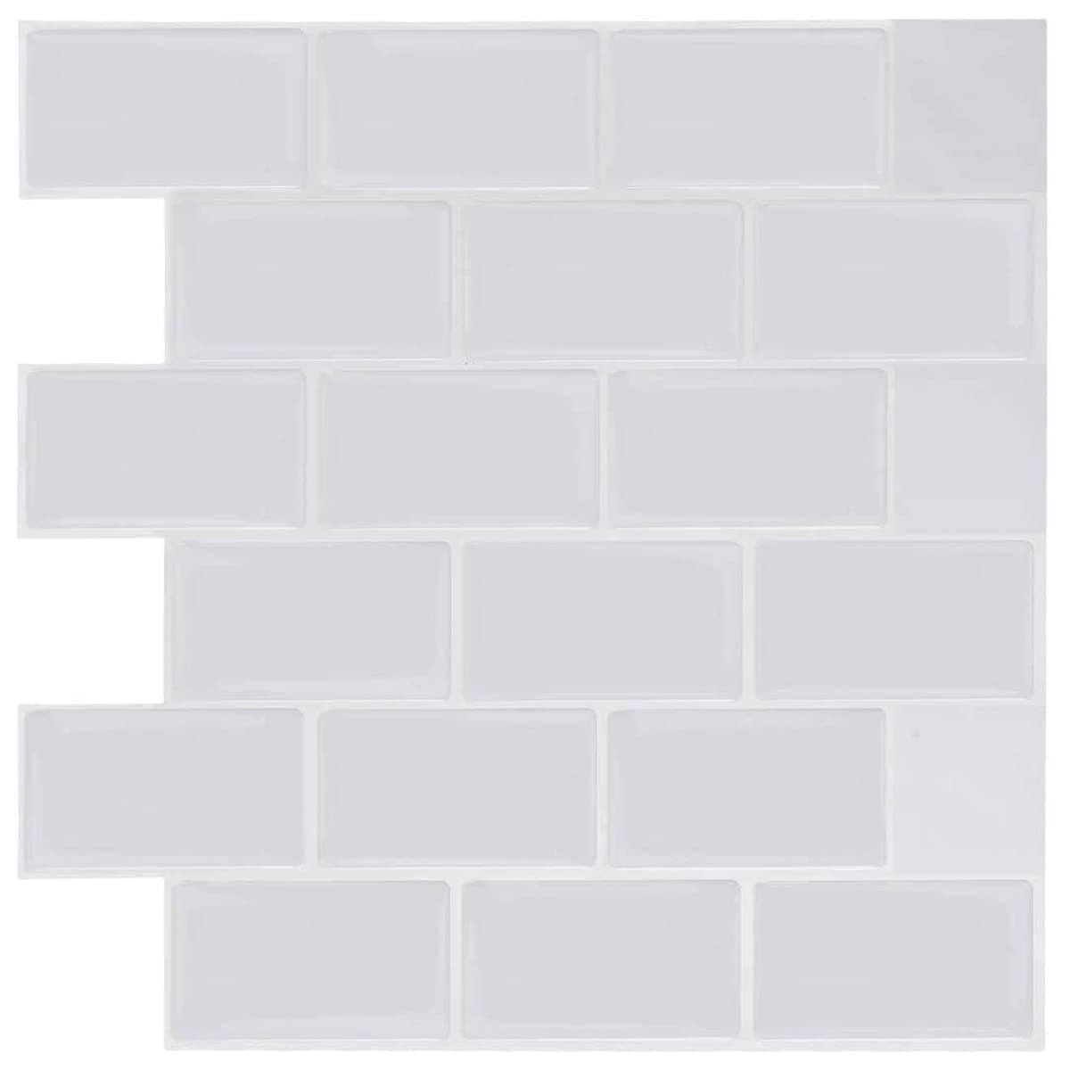 Peel and Stick Backsplash for Kitchen, Stick on Backsplash, 12" X 12" Peel and Stick Subway Tiles (10 Sheets )