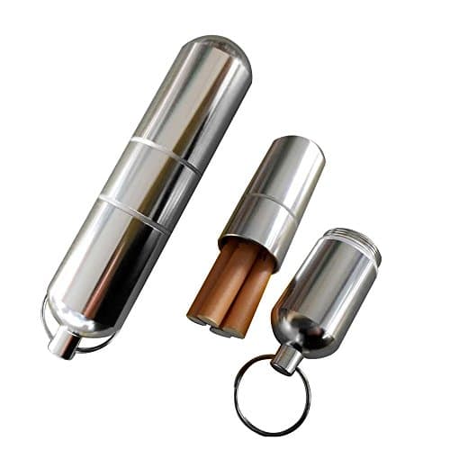 Cigarette Case Waterproof Cigar Storage Case with Keychain Metal Cigarette Box for Pocket 0.9" x 3.7"