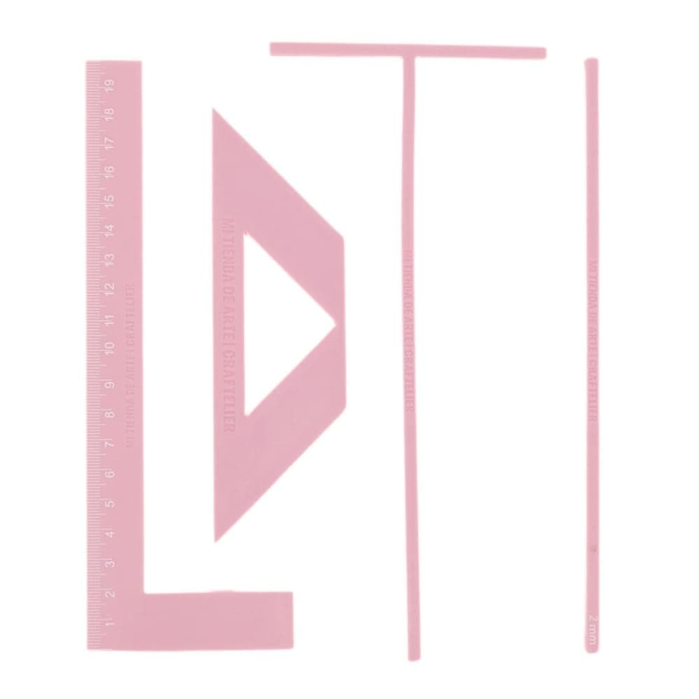 Craftelier Bookbinding Kit | Includes L & Ruler + Spacing Guide + Corner Cutting Square + Carry Case + Instruction Manual - Pink Colour