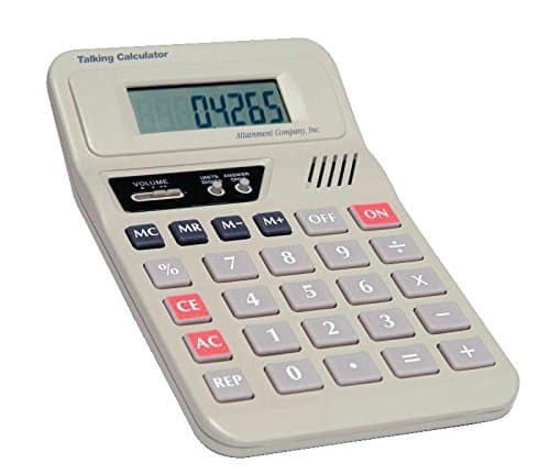 Attainment CAL-T01 Talking Calculator, 4" x 7" Size, 1.7" Height, 4.7" Width, 7.5" Length