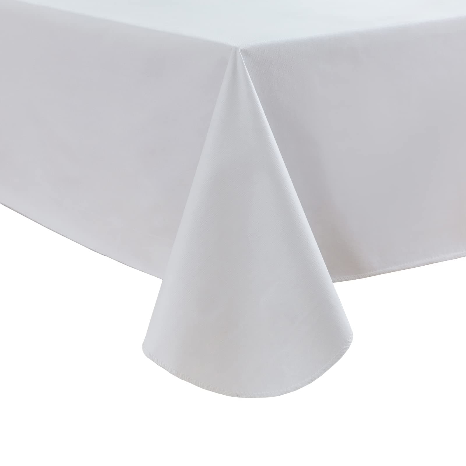LIBERECOO Vinyl Tablecloth with Flannel Backing, Solid White, Waterproof, Stain-Resistant, Easy-Clean Table Cover for Dining, Kitchen, and Outdoor Use, 60" x 120" Rectangle