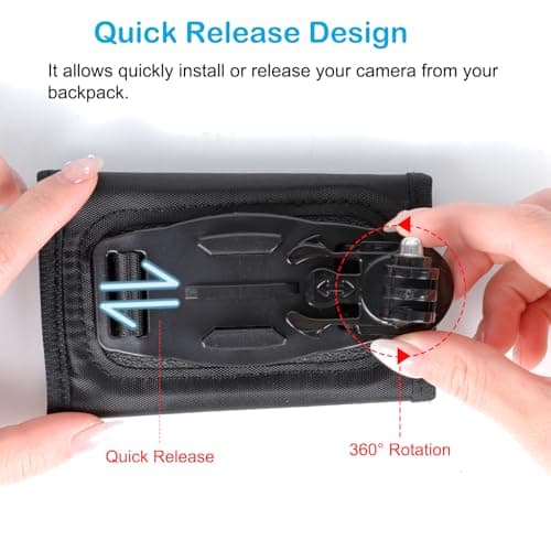 PellKing Camera Backpack Belt Mount for Insta360 One X5/X4/X3/One R/Go 2 for GoPro Hero10 /9/8/7/6 and Other Action Cameras with 1/4 Adapter