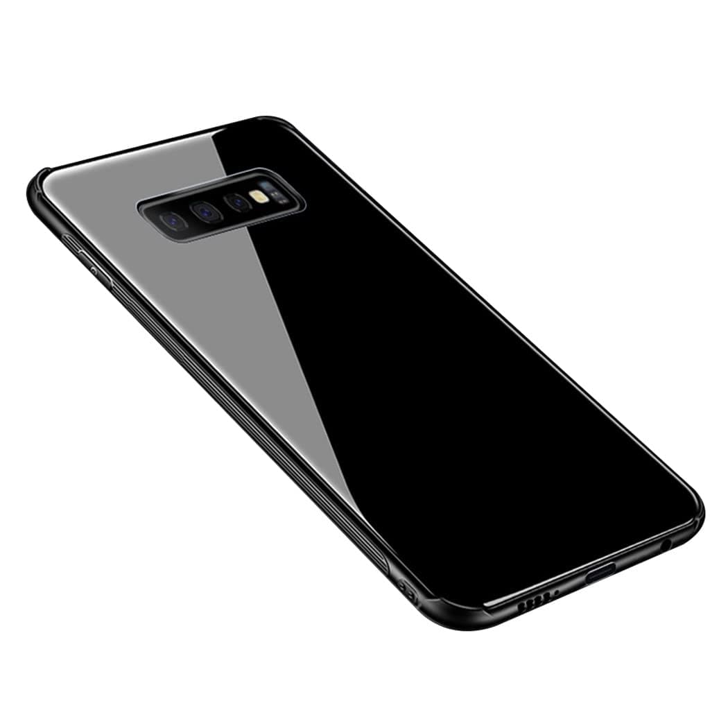 Case for Samsung S10 Plus Samsung Galaxy S10 Plus Case with Temperting Glass Pattern Back+TPU Side Cover for S10 Plus case -Black