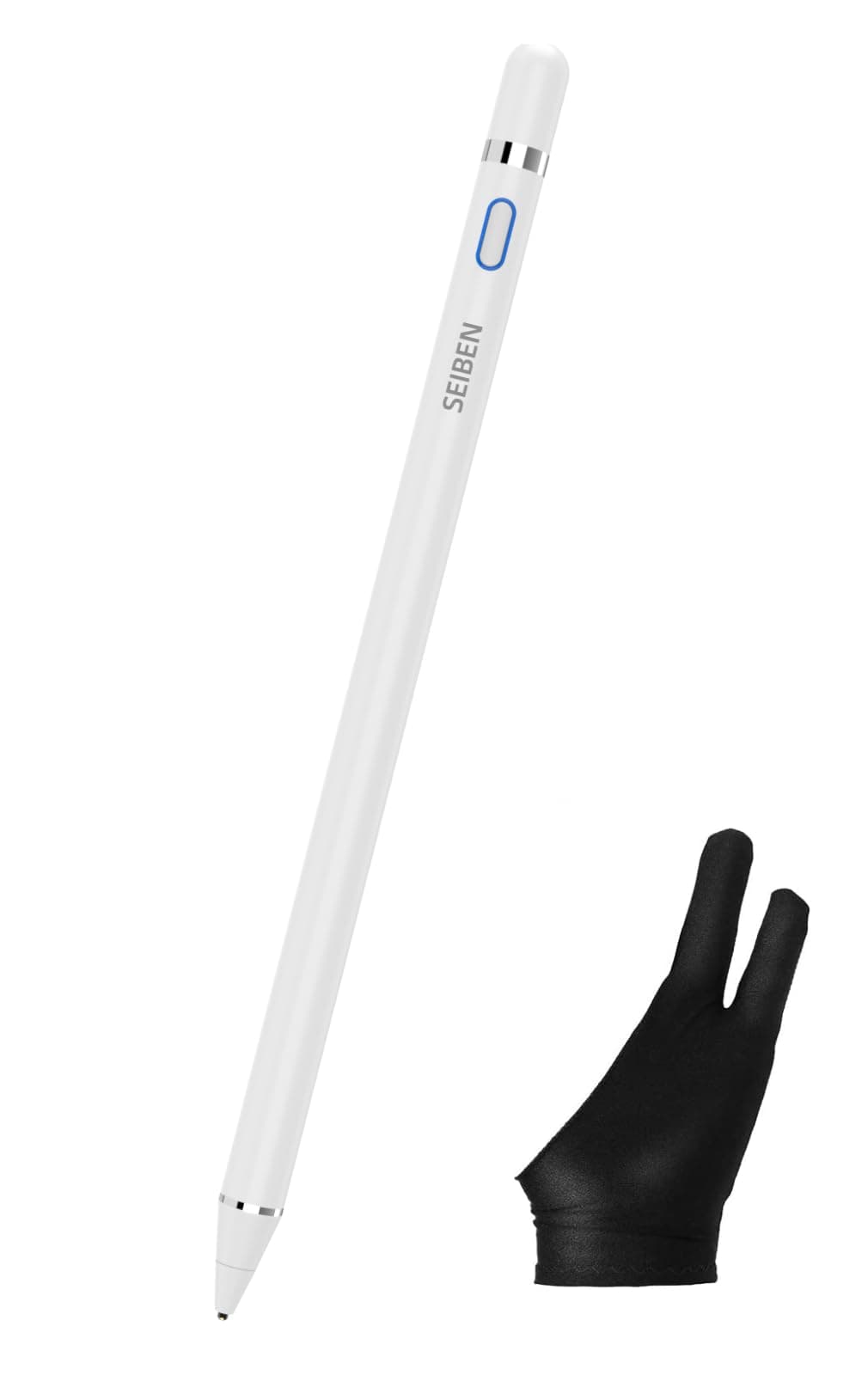 SEIBEN Universal Stylus Pen Compatible With Ios &Android Enabled Devices, High Precision & Sensitivity,Rechargeable Stylus Works With All The Mobiles/Tabs Free Glove Inside The Box,Smartphone, White