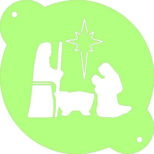 Nativity Scene, xmas, Cookie stencil, Cake Stencil, Coffee Stencil, Candy Stencil, Cupcake stencil for Royal Icing, powders, sugars and edible glitters