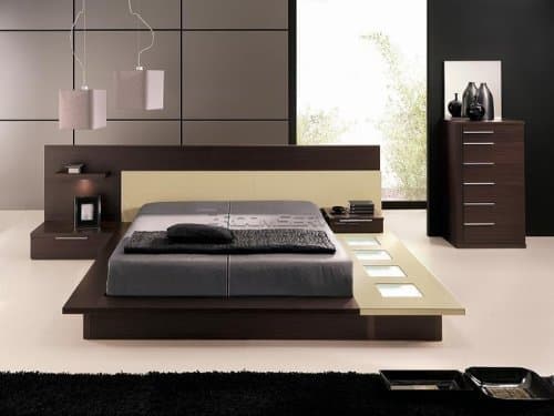 HEKAMI interiors Low Height King Size Bed (with Side Tables Without Storage)