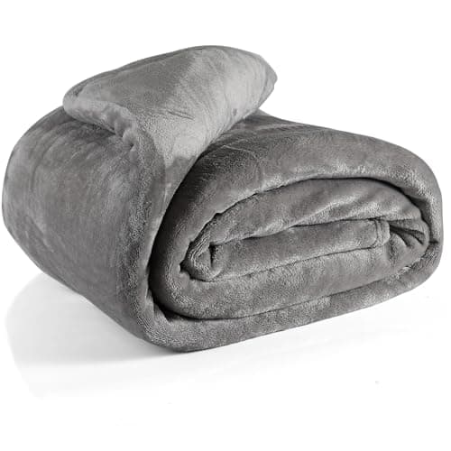 EHC Fleece Blanket Sofa Throw, Cozy Blanket Soft Fluffy Throws for sofa Large Bed and Couch Double, Grey, 150x200cm