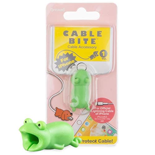 Animal Bite Cable Protector Buddies: Animal Bites for Charging Cords - Silicone Charger Protector Covers for Cell Phone Cords - Cable Buddy Compatible with iPhone Lightning Chargers - Frog