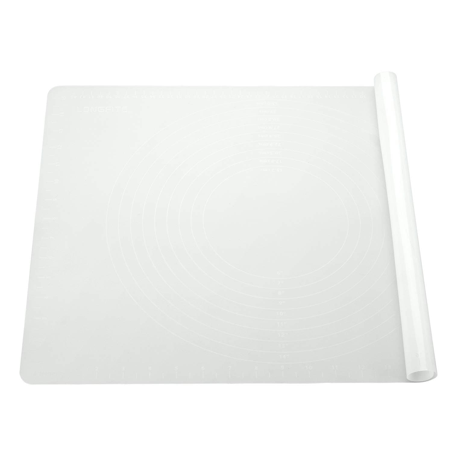 Silicone Baking Mat for Pastry Rolling Dough Mats Large Nonstick and Nonslip with Measurements,Dining Table Placemat 19.68'' by 15.74'' (Semi-transparent)