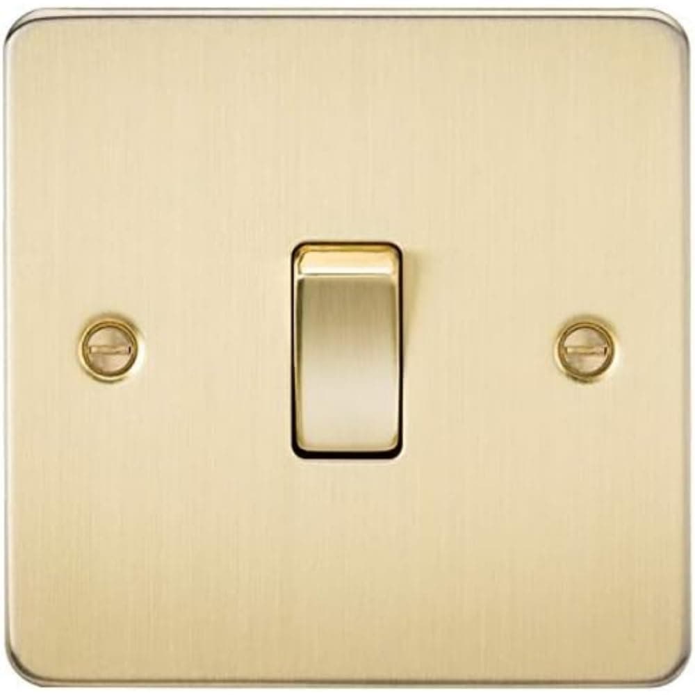 Knightsbridge FP1200BB Flat Plate 10AX 1G Intermediate Switch - Brushed Brass, Brass, Brushed Brass