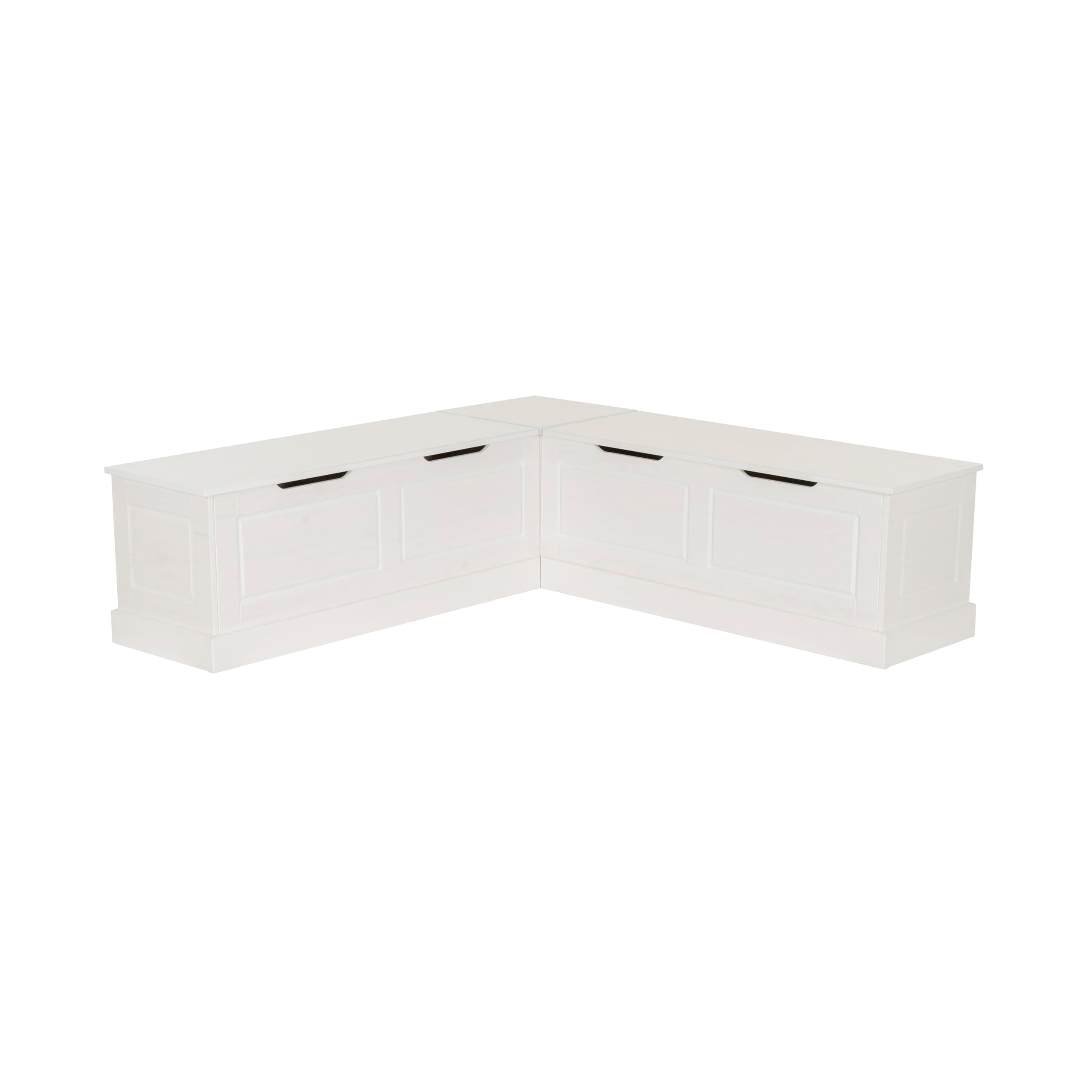 Linon Harris White Solid Pine Backless Nook with Interior Storage