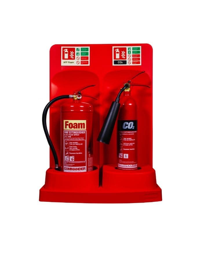 Double Fire Extinguisher Stand With Inserts - FireShield