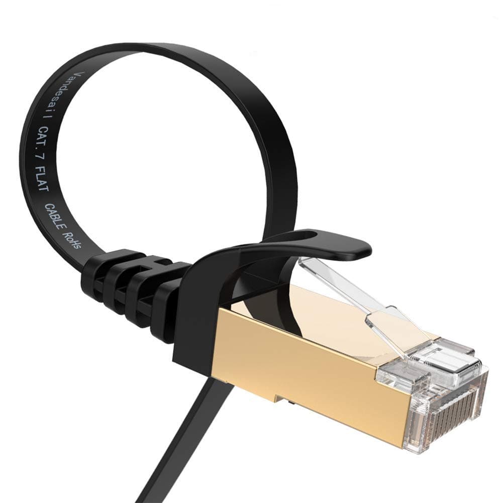 Ethernet Cable, VANDESAIL CAT7 Network Cable RJ45 High Speed STP LAN Cord Gigabit 10/100/1000Mbit/s Gold Plated Lead (2m/ 6.5ft, Black-1pack)