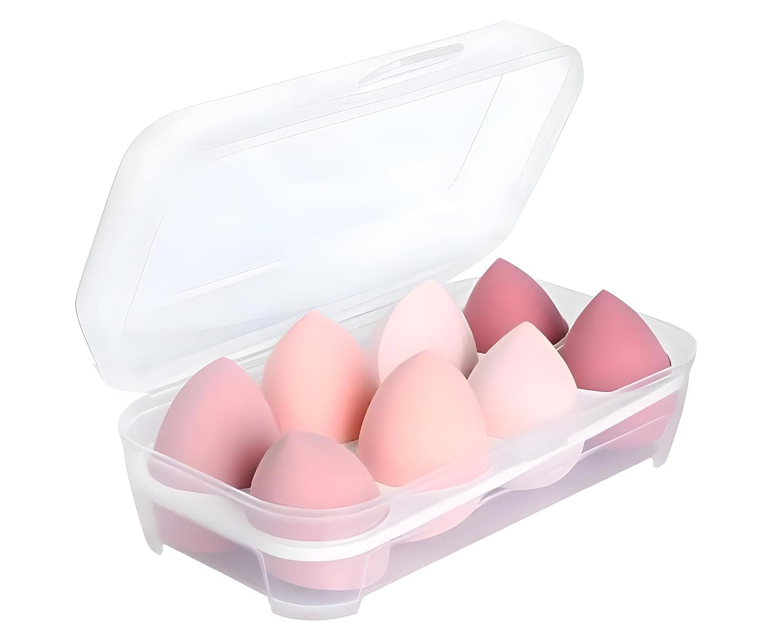 8-Pack Make up Sponge Set, Face Beauty Make Up Sponges Blender Makeup Eggs with Case Latex-Free Vegan Foundation Applicator Makeup Puff for Powder Cream
