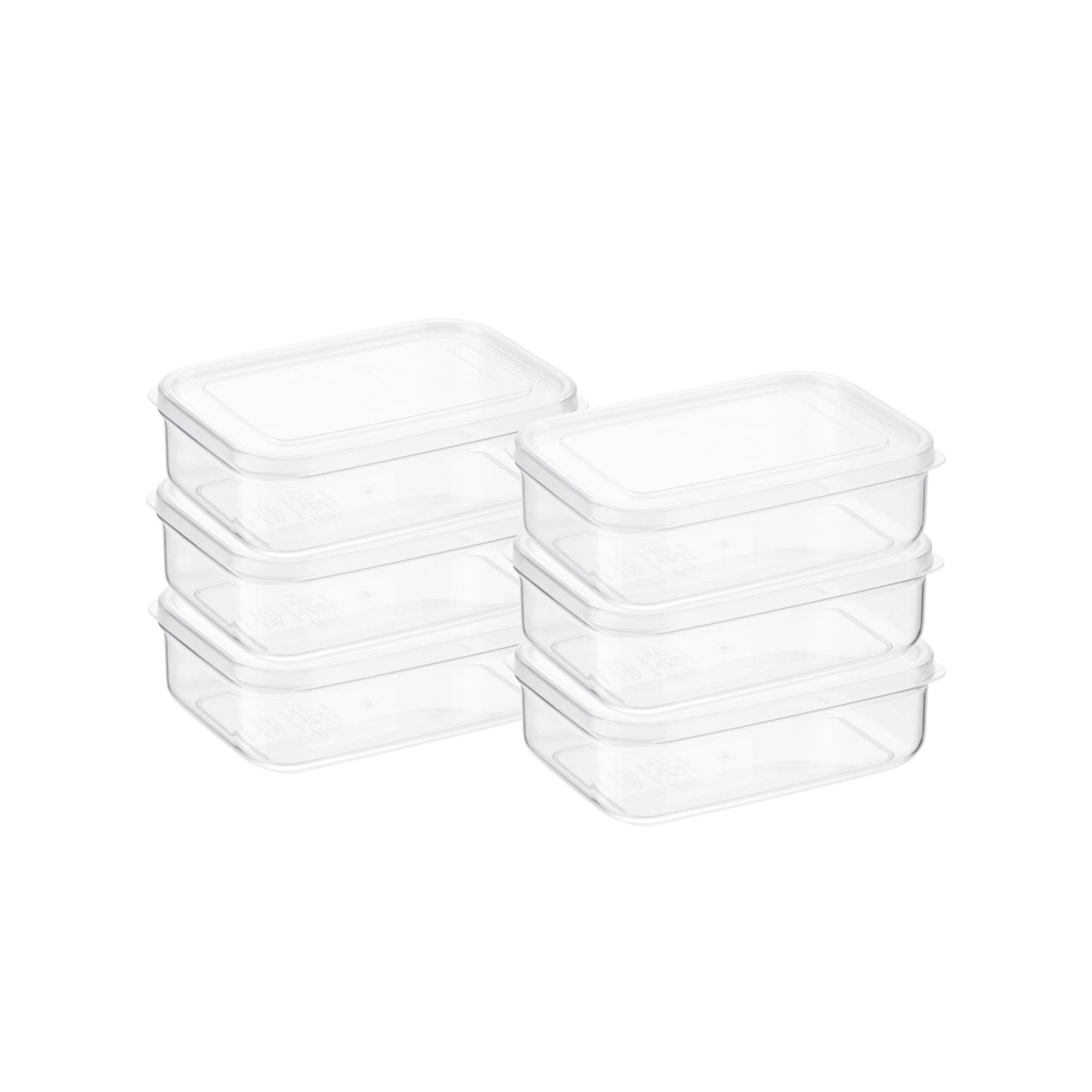 6 Set, Micro Clear 1.0 qt Kitchen Pantry Food Storage Container Set with Lid, Shatterproof, BPA Free, Dishwasher, Microwave Safe Canister, Fridge Refrigerator Organizer, Made in Japan