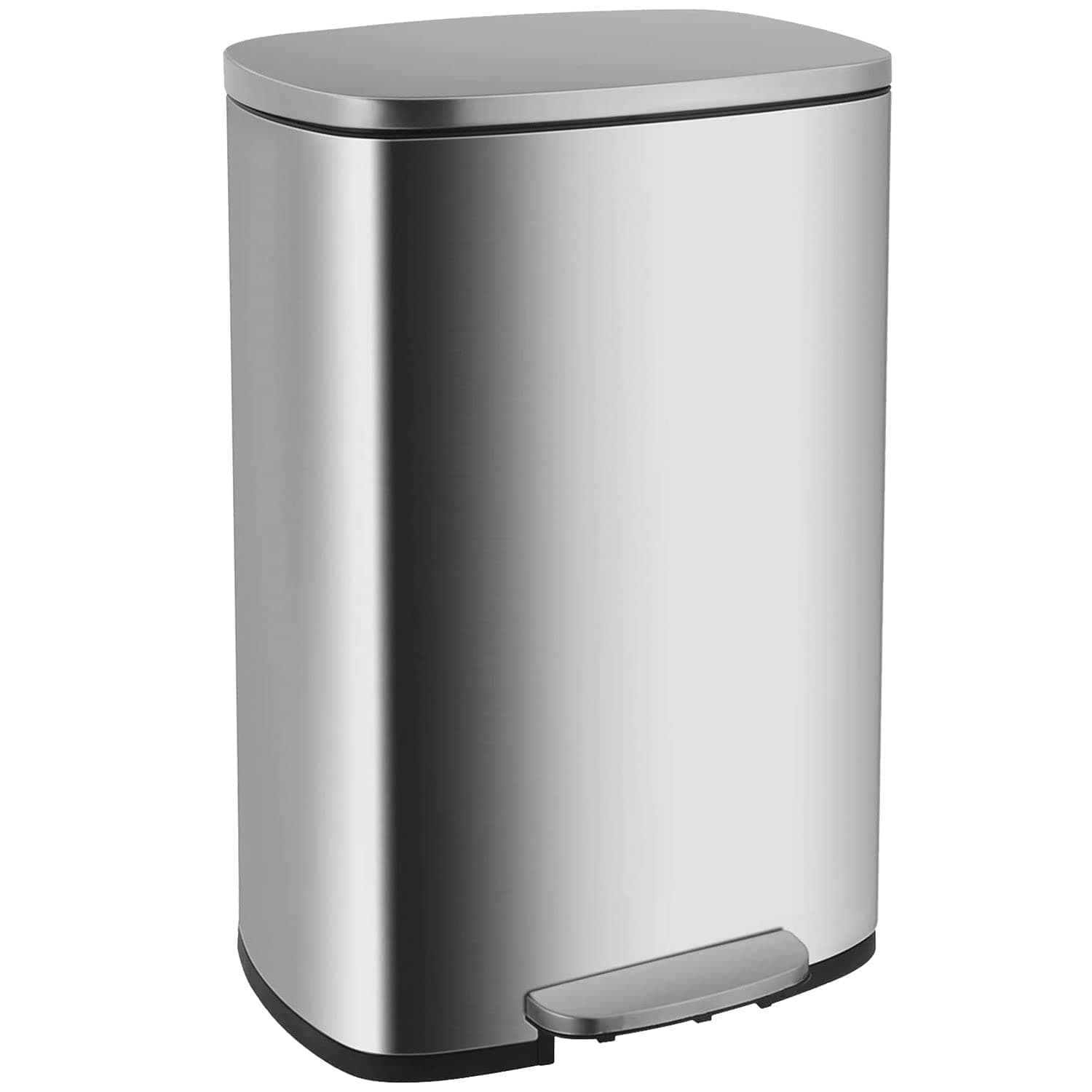 FDW 13 Gallon/50 L Garbage Can Kitchen Trash Can with Lid for Office Bedroom Bathroom Step Trash Bin Fingerprint-Proof Brushed Stainless Steel 13 Gallon / 50 Liter