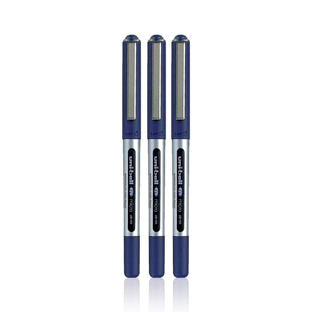 Uni-Ball UB-150 Eye Micro Rollerball Pen 3-Pack, 0.5 mm Tip Size, Blue