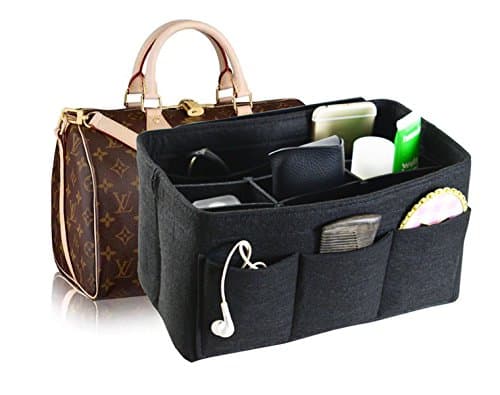 Felt Fabric Handbag Organizer,Insert Purse Organizer 12 Pockets Structure Shaper 4 size Beige Small