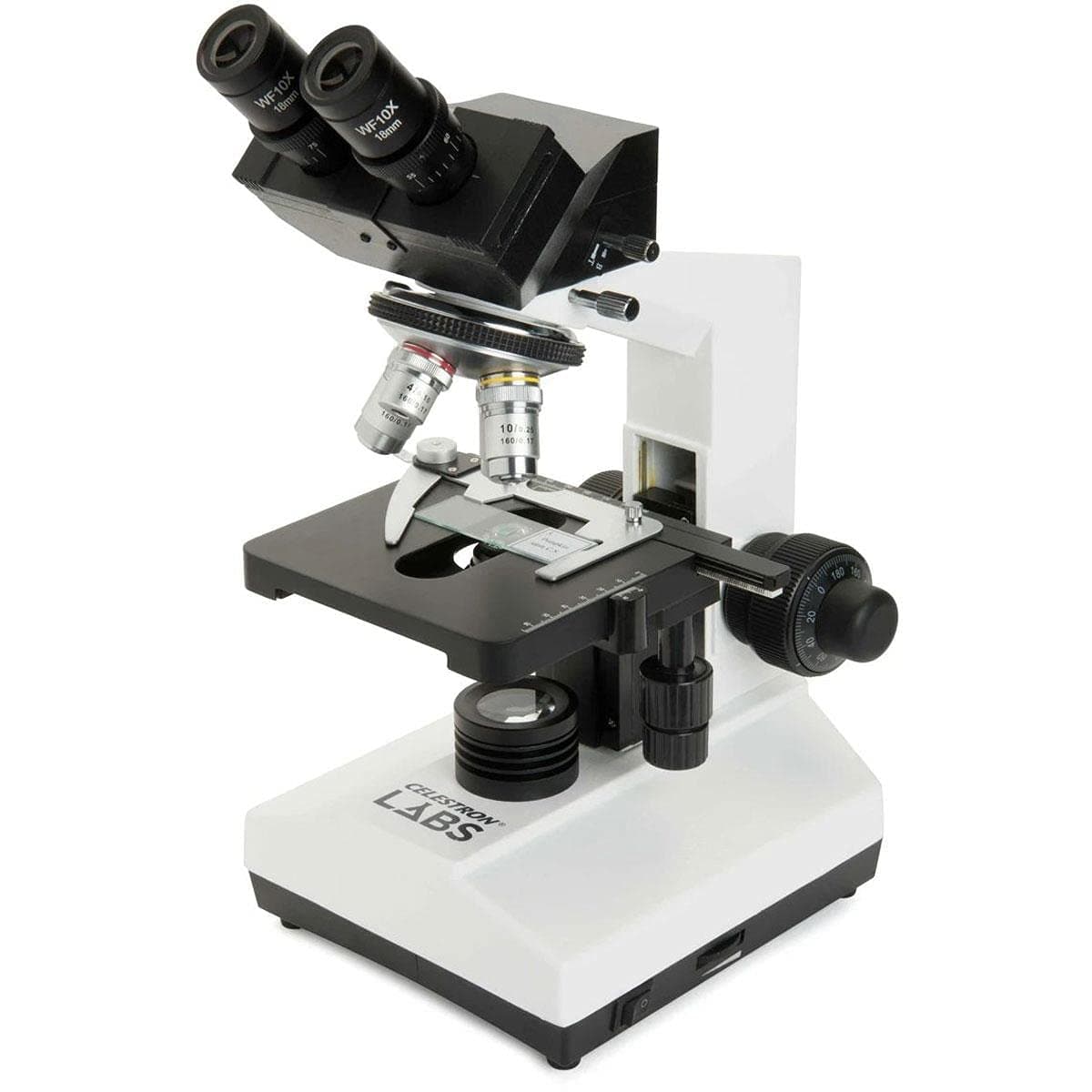 Celestron Labs CB2000C Compound Binocular Microscope - 4 Achromatic Objectives with 40x-2000x Power - Mechanical Stage, Abbe Condenser - 2 Eyepieces - Bonus Prepared Slides, Filters, Emersion Oil