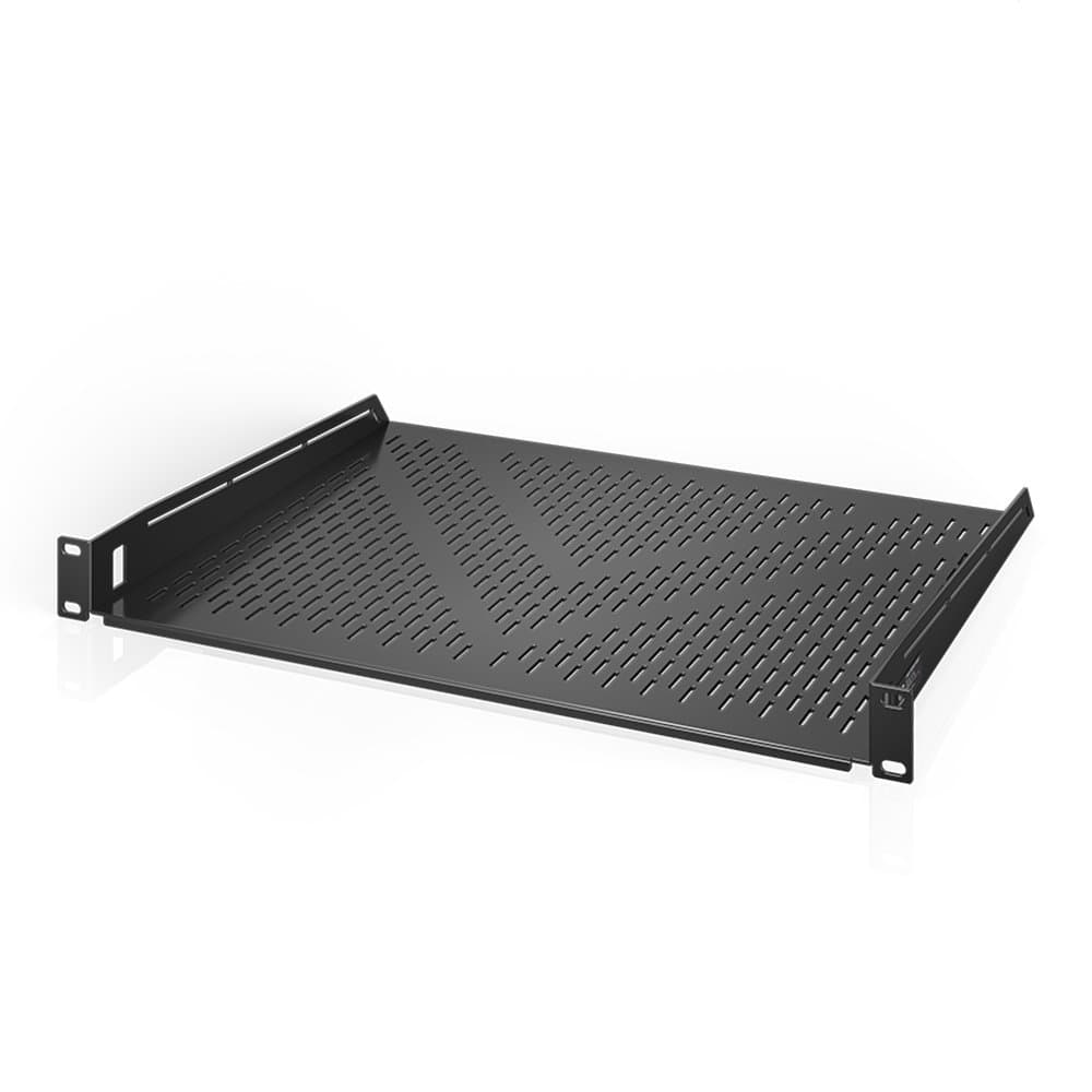 AC Infinity Vented Cantilever 1U Universal Rack Shelf, 14" Deep, for 19" Equipment Racks. Heavy-Duty 2.4mm Cold Rolled Steel, 60lbs Capacity