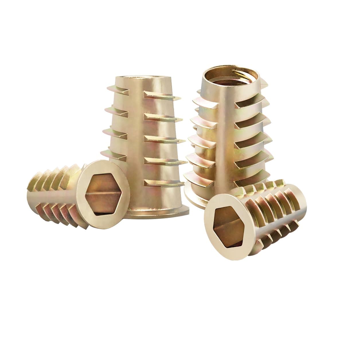 20 Pcs Threaded Inserts, Threaded Inserts for Wood M4x15mm, Zinc Alloy Threaded Insert Nuts, Interface Hex Socket Drive