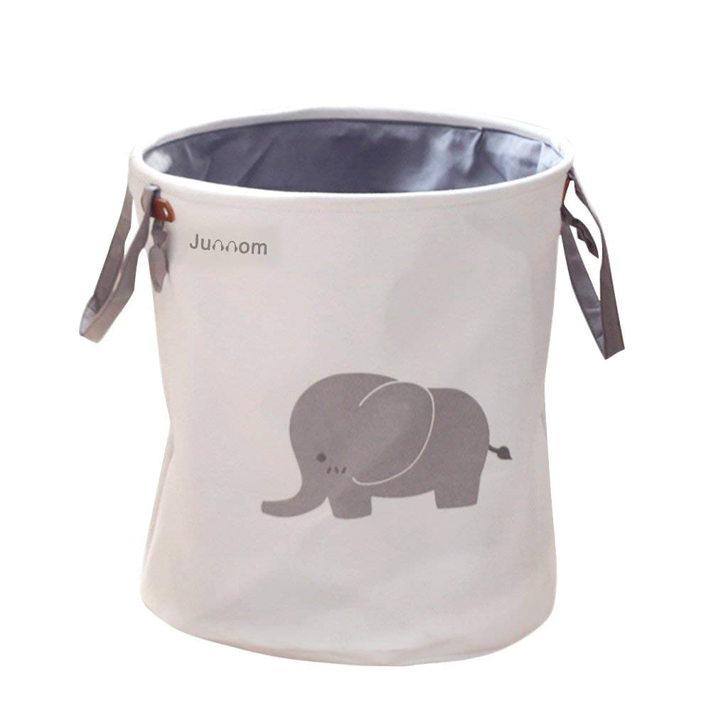Polyester Storage Baskets, Collapsible & Lovely Laundry Bin/laundry Basket/Laundry Hamper/Bedroom Storage Solution for Office, Bedroom, Clothes, Toys, Laundry (Round) - Elephant