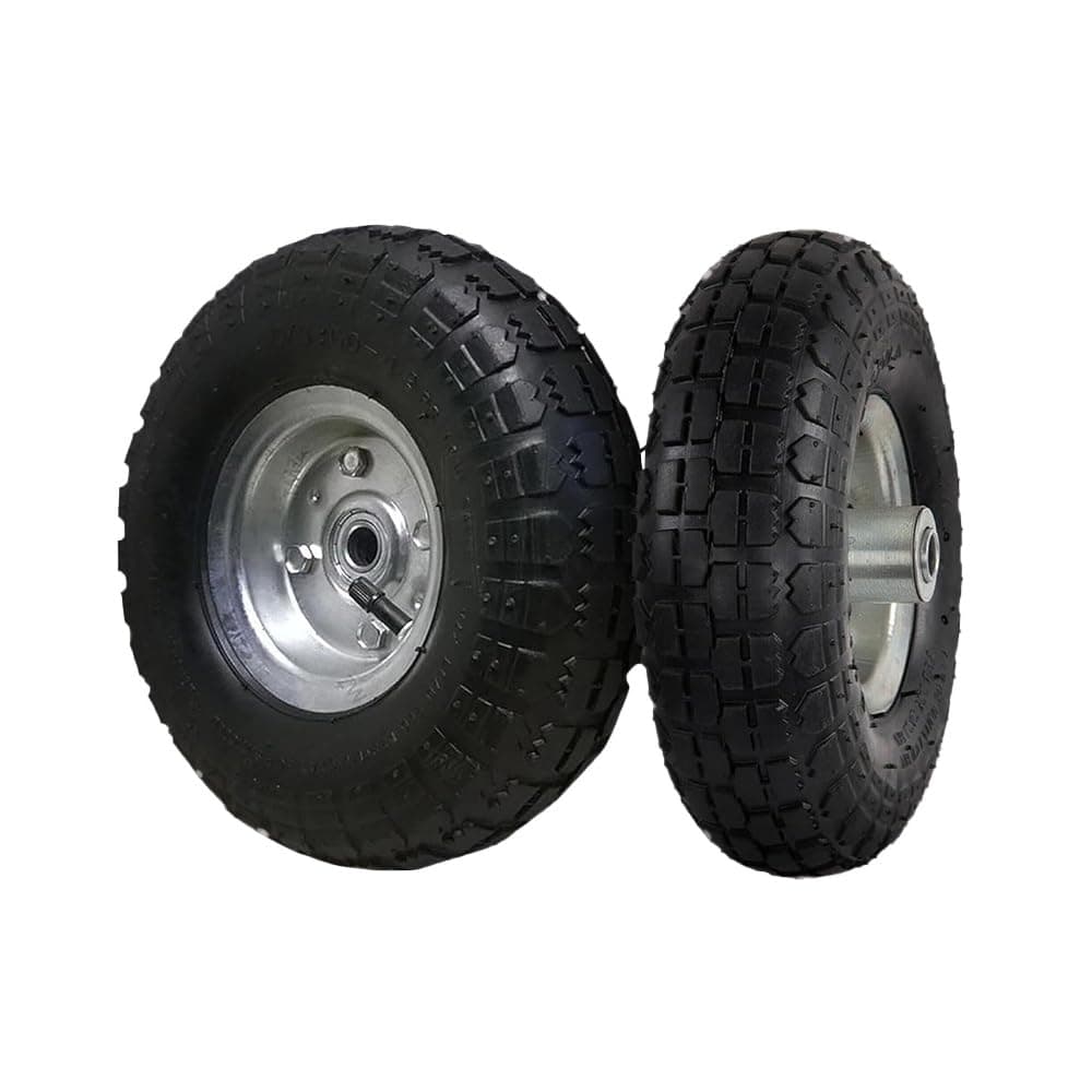 2 x 10" Pneumatic Tyre 5.2/7.5-4, 370x55 mm Replacement Wheel for Wheelbarrow Sack Truck Hand Trolley Cart, Black