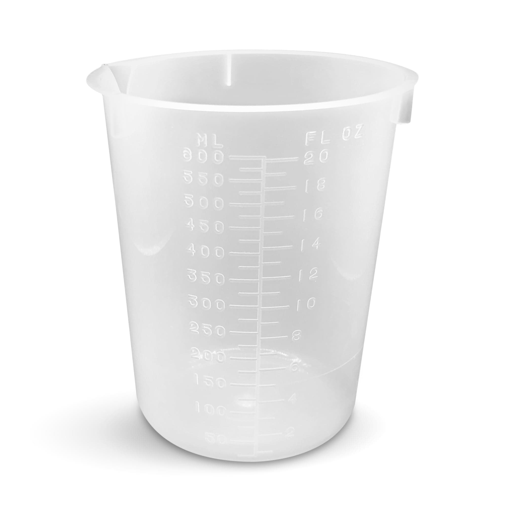 Graduated 600 mL, Polypropylene Plastic Disposable Beaker, Measuring Cup Part Number L-1270 (Pack of 25)