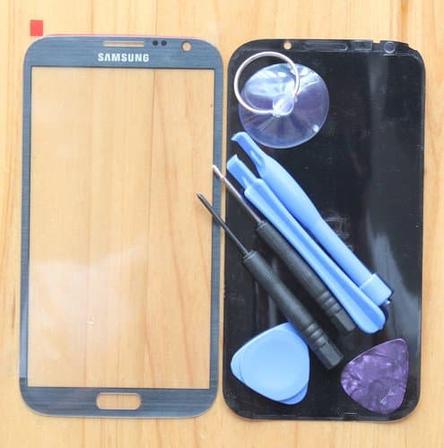 Gray Front Screen Glass Lens Replacement For Samsung Galaxy Note 2 N7100 & Tools