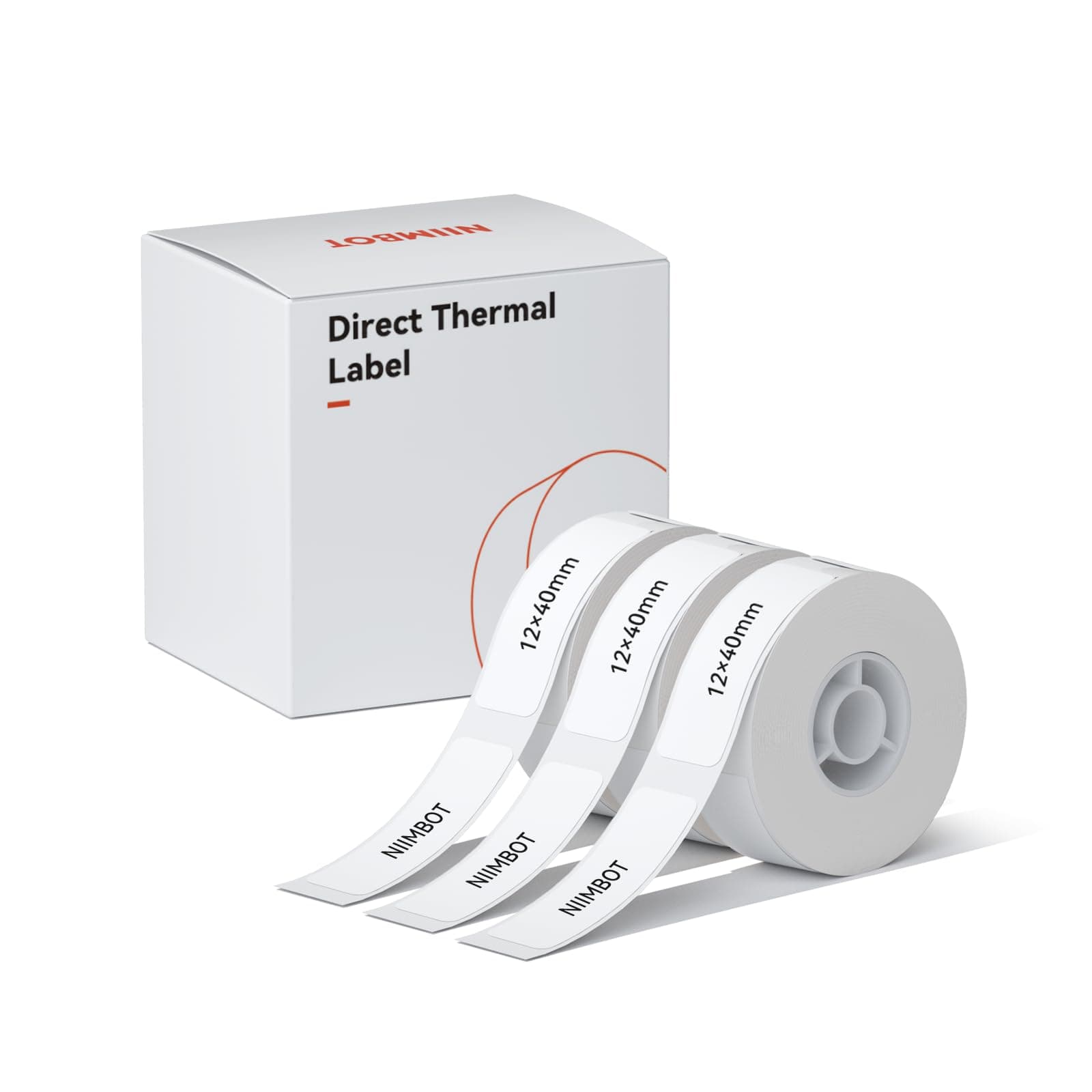 NIIMBOT Label Maker Tape for D11/D110/D101 Label Makers, 12 x 40mm (0.47" x 1.57") 3 Rolls Home Office Labeling Tape Replacement White