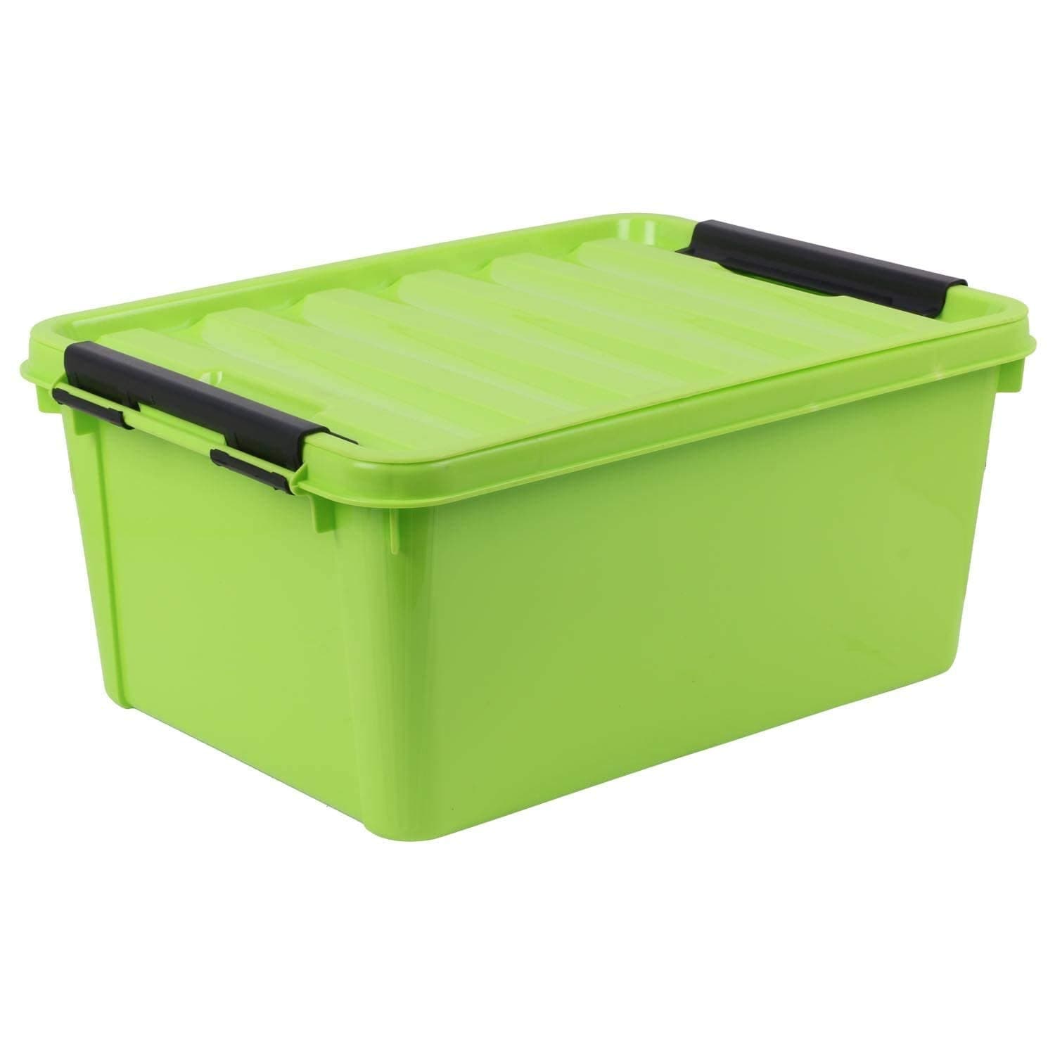 BUCKLE UP Rectangular Multipurpose Storage Box with Lid (10 L, 26 cm X 34 cm X 15 cm, Green) (Plastic)