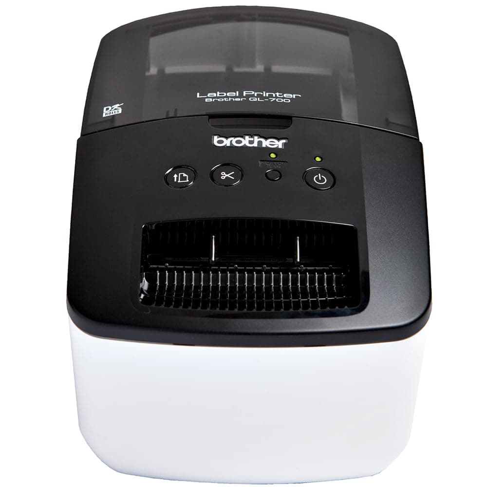 QL-700 Label Maker, USB 2.0, Address Label Printer, Desktop, Up to 62mm Wide Labels, UK Plug, Black Print Only