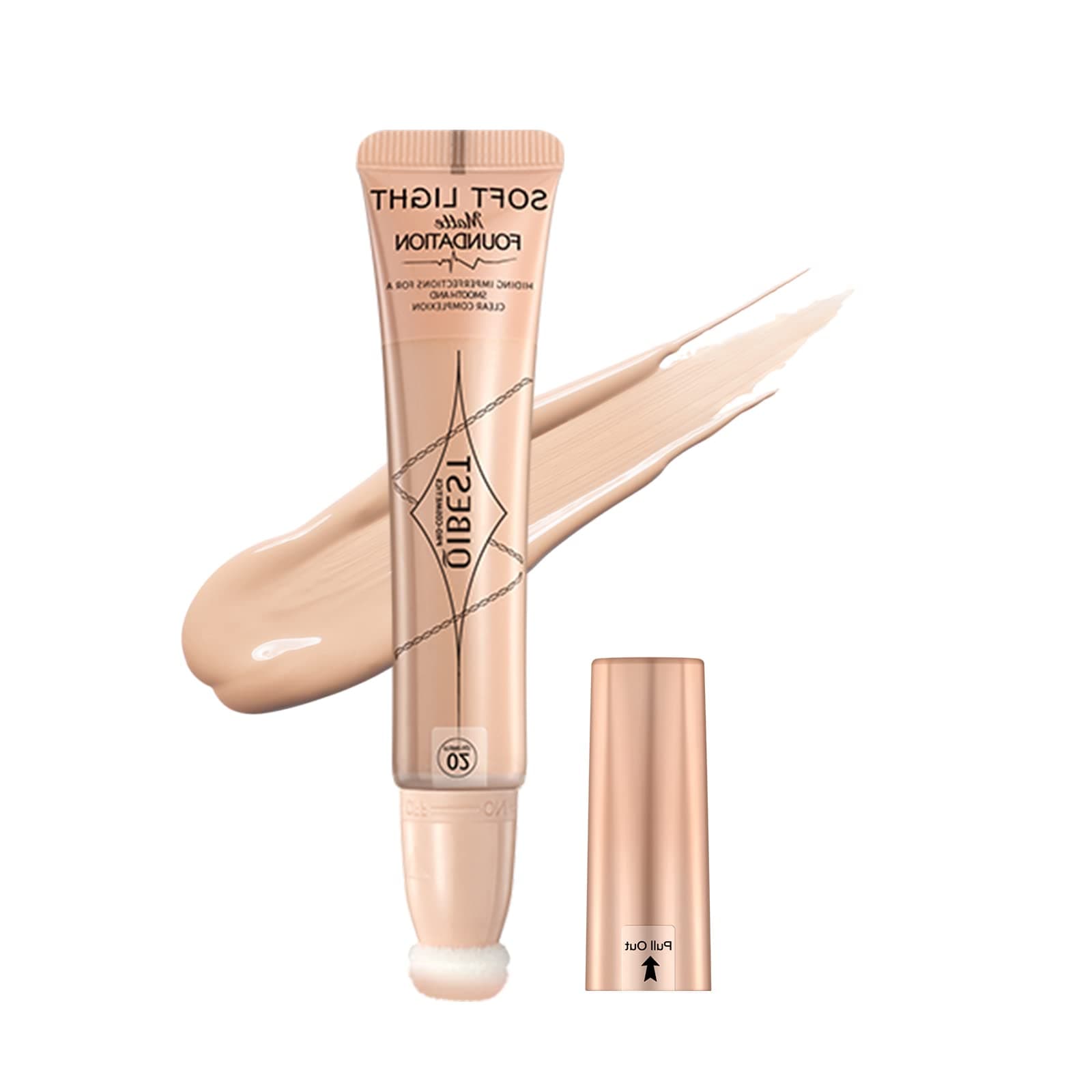 Liquid Foundation Beauty Wand Full Coverage Foundation with Cushion Applicator Matte Liquid Foundation Moisturizing Natural Makeup Base Cream Smooth Long-Lasting Waterproof Oil Free (# 02)