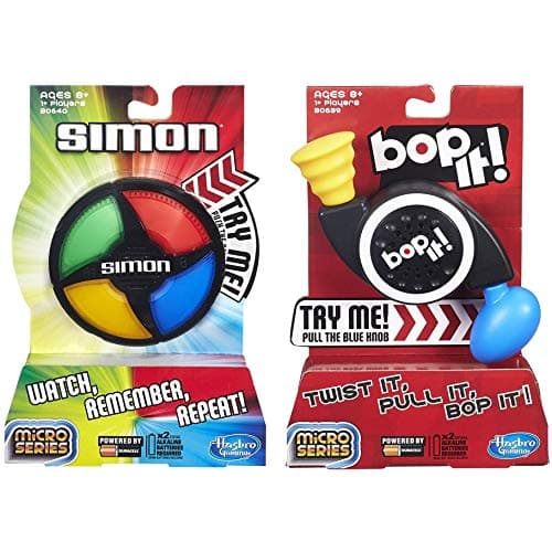 Simon Micro Series Game + Bop It Micro Series Game Bundle Of 2 Games - 8 Years And Up, Multicolor