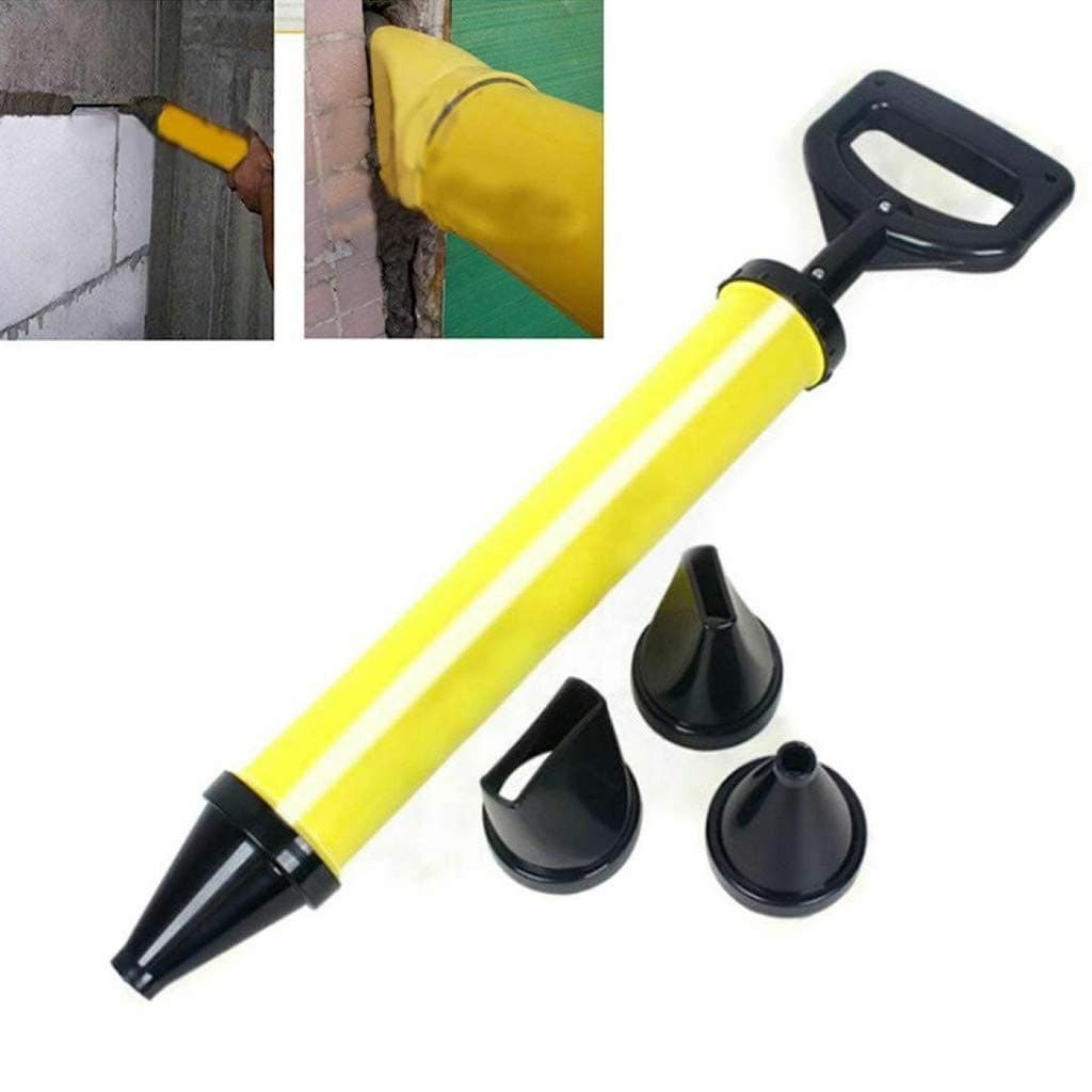 Grout Brick Pointing Grouting Gun Grout Mortar Sprayer Applicator Tool for Cement lime with 4 Nozzle (Yellow)