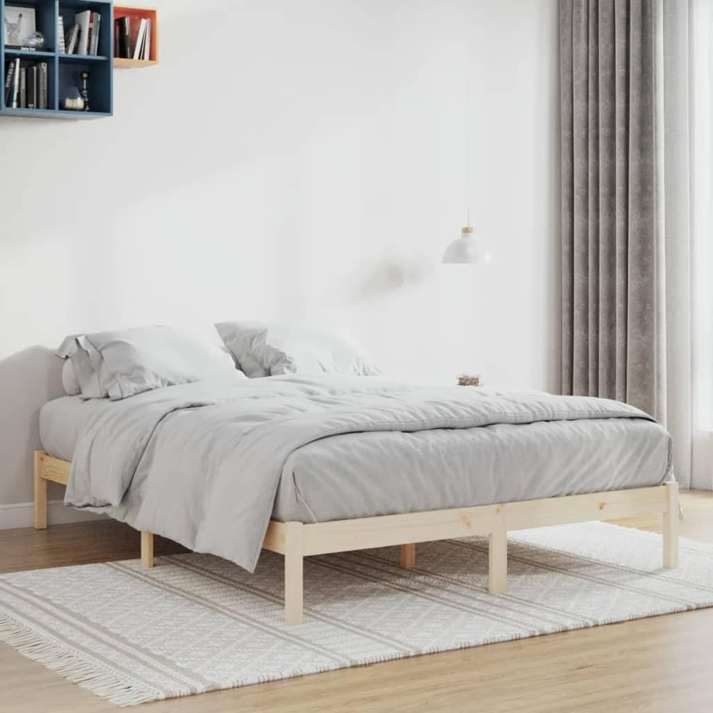 vidaXL Bed Frame Bedroom Base Bedstead 152x203 cm Solid Wood Pine Queen
