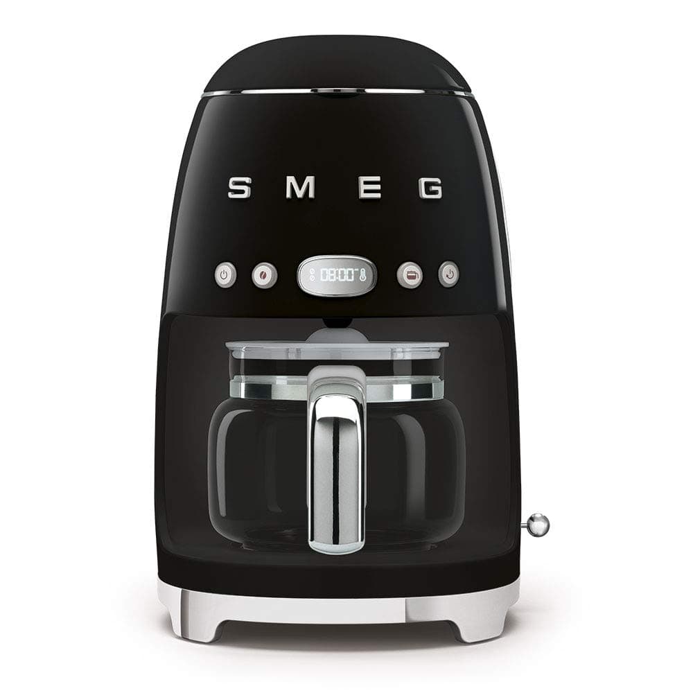 Smeg Dcf02Bluk Drip Coffee Machine, 10 Cup Capacity, Auto-Start Mode, REUseable Filter, Digital Display, Anti-Drip System, Aroma Intensity Option, 1.4 Litre Tank, Black, 1 Year Warranty