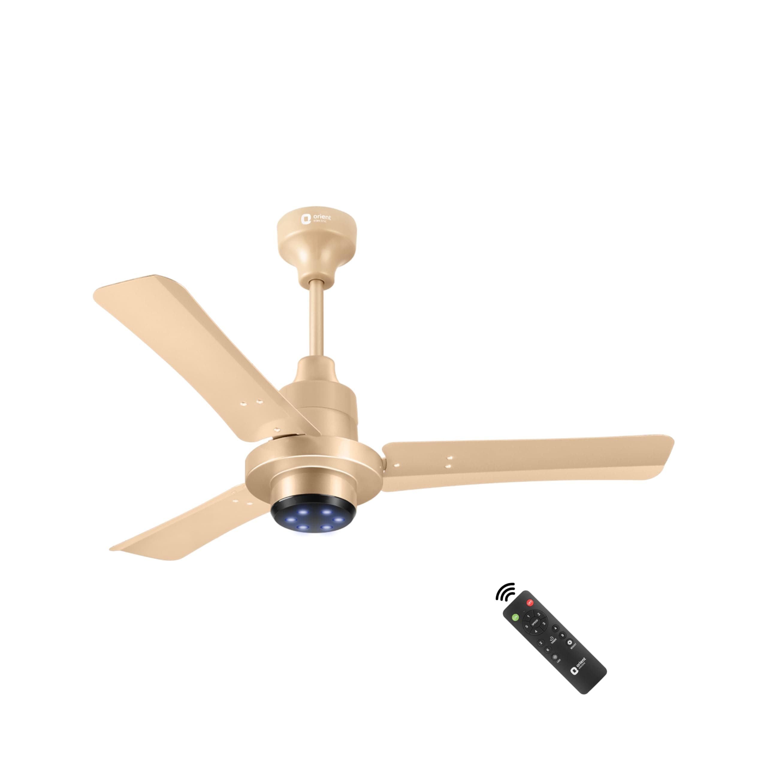 - I Tome Pro 900 mm BLDC Ceiling Fan with Remote | BEE 5-star rated Energy Saving Fan | 3-year warranty by Orient | (Topaz Gold)