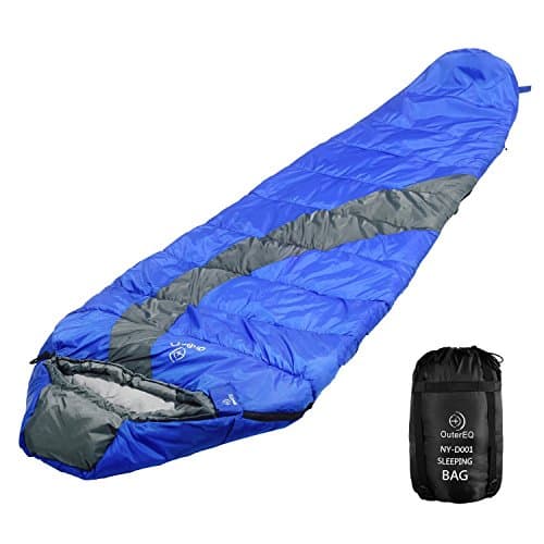 OuterEQ Compact Lightweight Mummy Sleeping Bag, Compression Sack Waterproof for Camping & Hiking & Backpacking