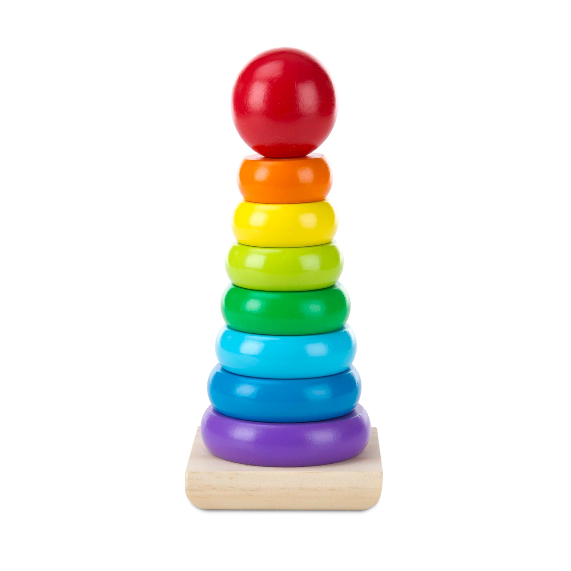 Melissa & Doug Rainbow Stacker Wooden Ring Educational Toy - Wooden Stacking Rings, Stacker Toys for Toddlers Ages 2+