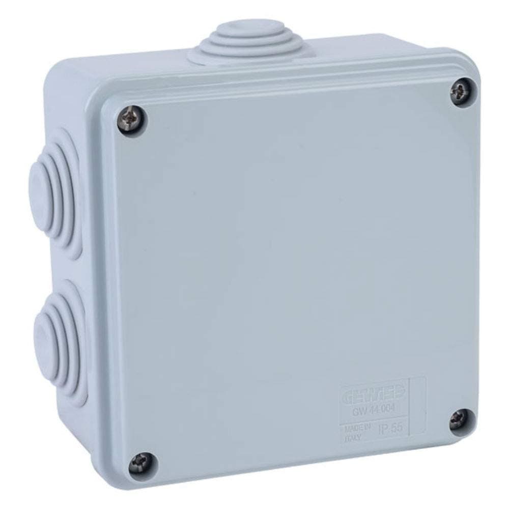 GW44004 JUNCTION BOX WITH PLAIN SCREWED LID - IP55 - INTERNAL DIMENSIONS 100X100X50 - WALLS WITH CABLE GLANDS - GREY