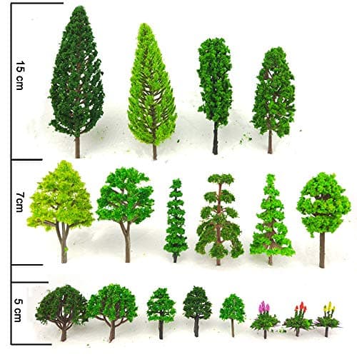 BLEBRDME 60 Pieces Model Trees 1.36-6 inch Mixed Model Tree Train Scenery Architecture Trees Fake Trees for DIY Crafts, Building Model, Scenery Landscape Natural Green