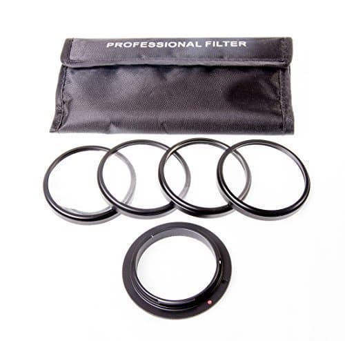 Macro Photography 5-in-1 58mm Kit - Reverse Ring and Close-Up Lenses for Canon Rebel DSLR