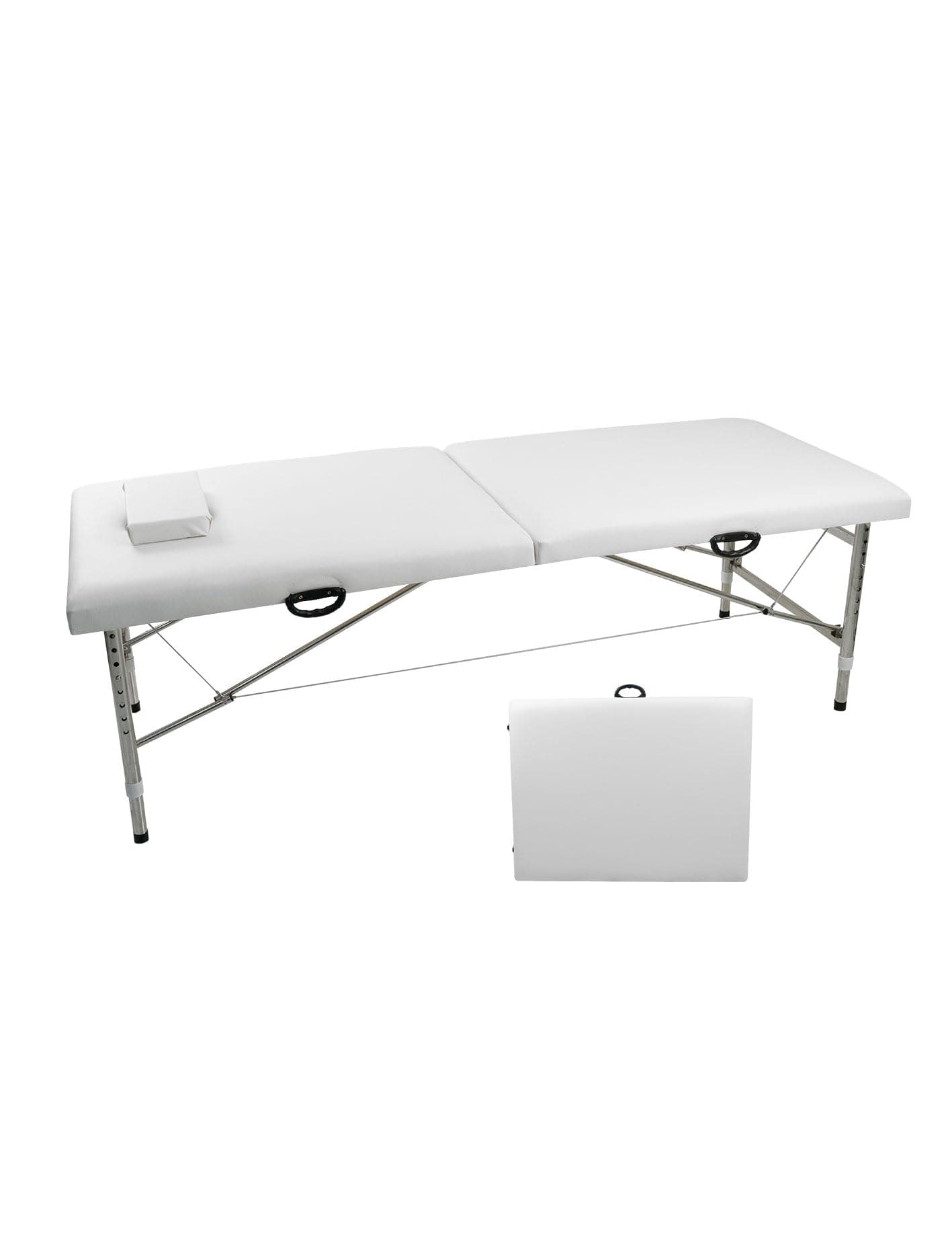 Massage Table,Folding Lash Bed,Lightweight Massage Bed,Aluminium Frame,2 step Fold Professional Facial Salon Tattoo Massage Bed (White1)