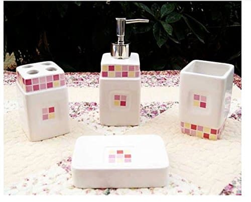Mini pink square ceramic bathroom 4 set / bathroom wash suite / bathroom products Accessories