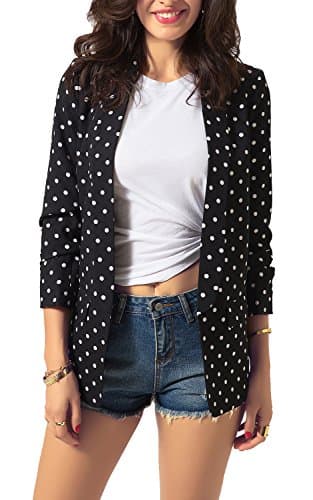 Zevrez Women's Work Jacket 3/4 Ruched Sleeve Open Front Casual Office Blazer