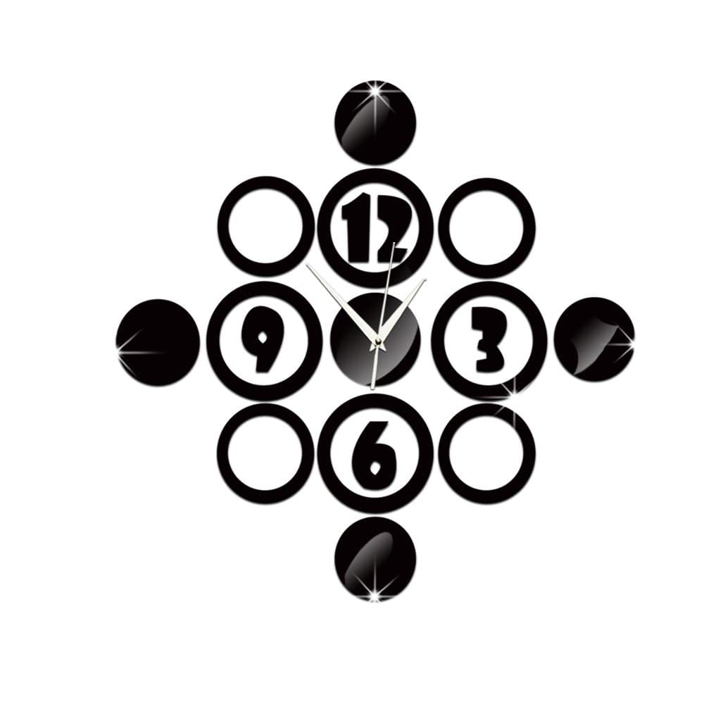 UNIQUE GADGET Acrylic Diy Analog Wall Clock 3D Sticker Home Office Decor 3D Wall Clock (Covering Area:50 * 45Cm) - Diy1164B (Black6)