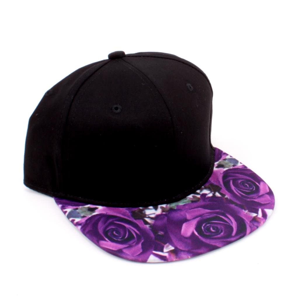 Purple Roses Floral Print Strapback / Snapback Hat